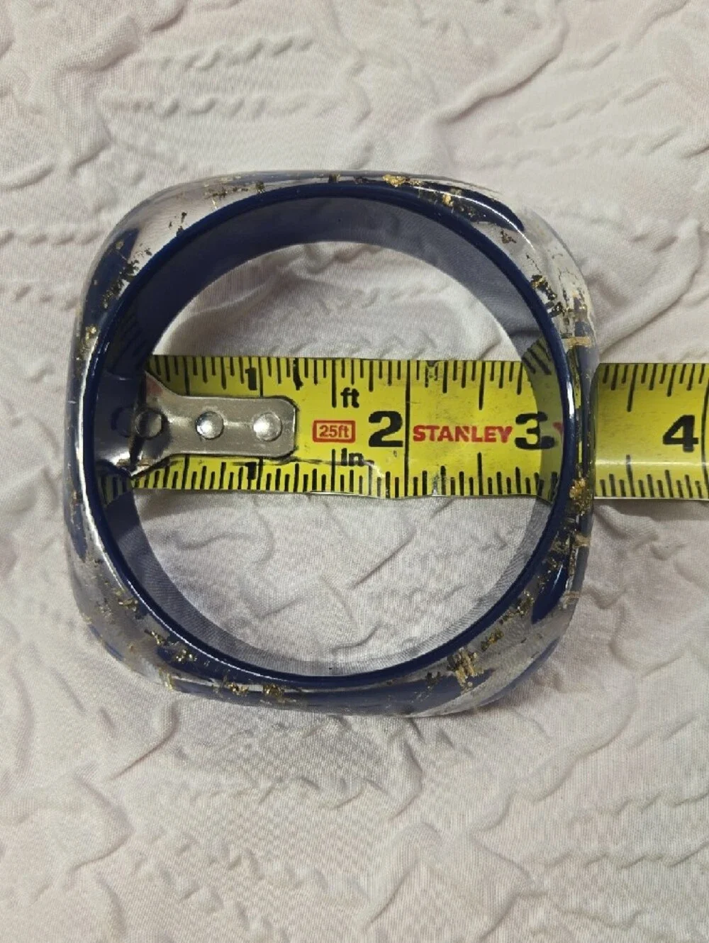 Navy Blue Acrylic Decorative Bangle with Gold Foil Accents